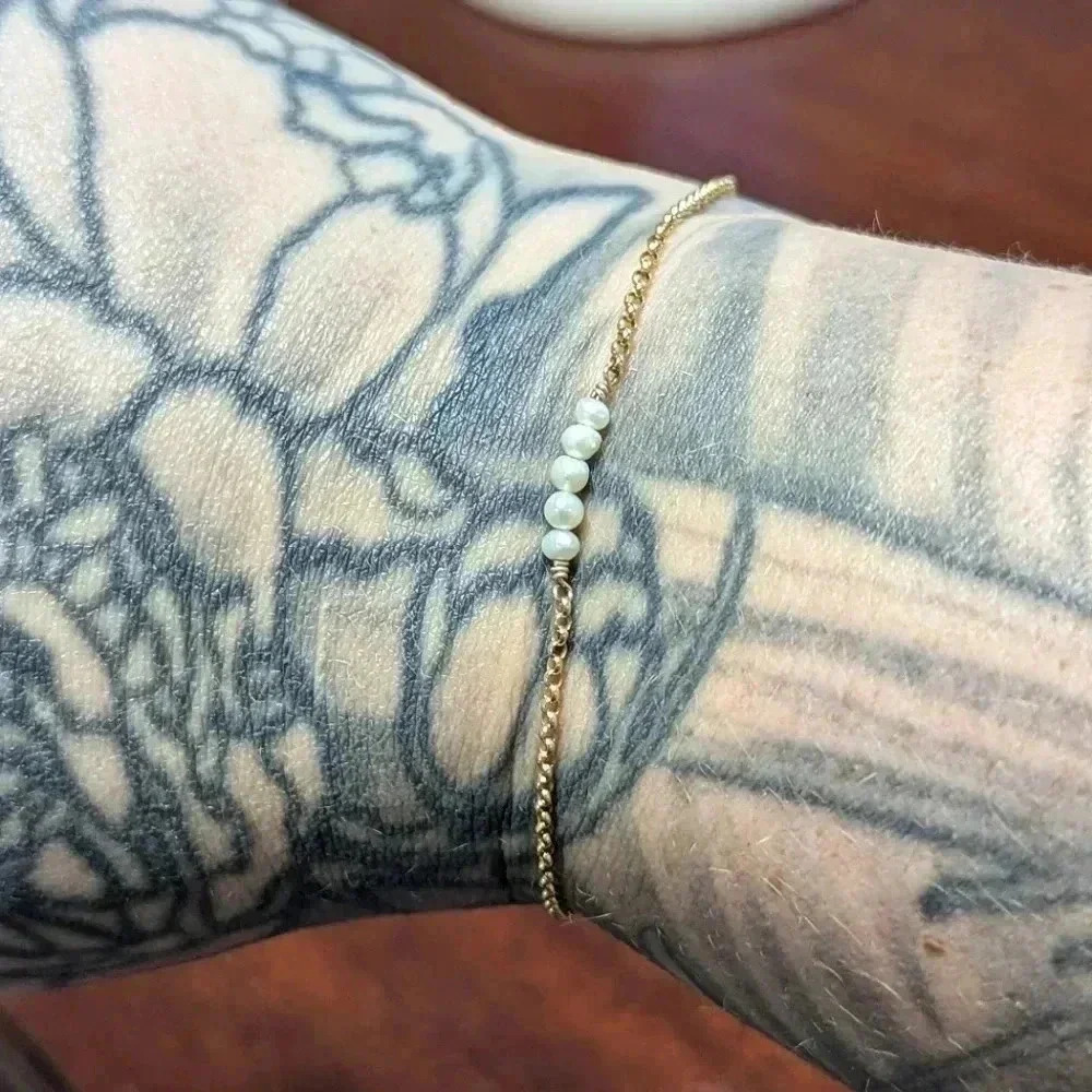 3/$30 14k Gold Plated and Natural Pearl Bracelet - Picture 2 of 5